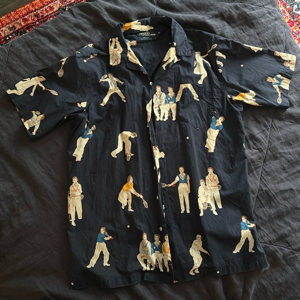 Vintage Polo Ralph Lauren tennis player button-up size M